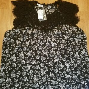 Lace top floral tank top